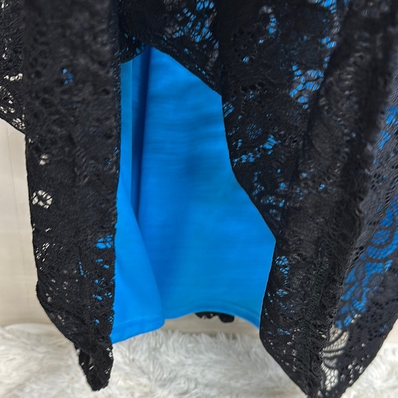 Lace Black and Blue Fit and Flare Midi Dress for Cocktail - Picture 3 of 11